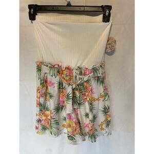 NWT Jolie & Joy Tube Top Romper Women's Small Tropical Sleeveless